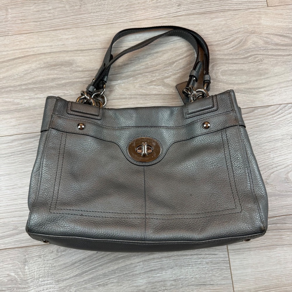 COACH Penelope‎ Shoulder Bag Tote Metallic Gray H1169-F16531 Silver Hardware